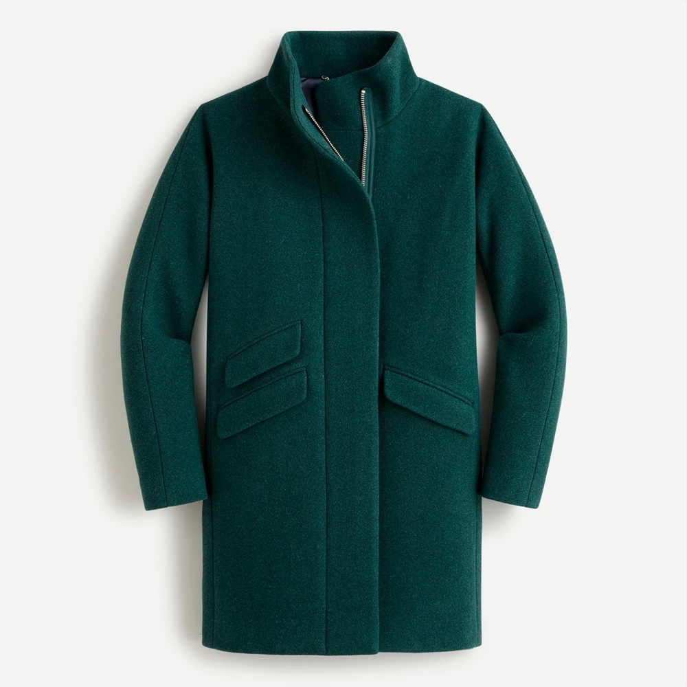 J Crew Stadium Wool Cocoon Coat Forest Green 10
